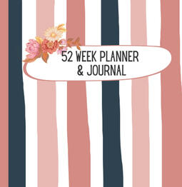Navy &amp; Peach 52 Week Flroal Planner UNDATED
